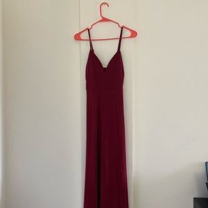 Gorgeous long maroon gown with slits